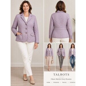 Tabots Petites women's quilted v-neck jacket coat, measurements for fit, est 16P
